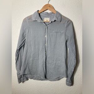 Love h8 pinstripe blue white button down shirt blouse Medium 100% cotton